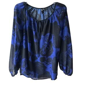 KUT the Kloth Sheer Floral Blouse Top Feminine Purple Black Small Dark Romantic